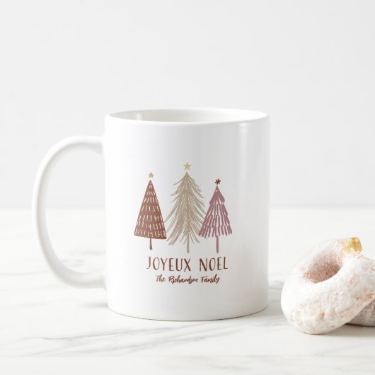 Joyeux Noel Kerstbomen Vakantie Elegant Custom Koffiemok (Met donut)