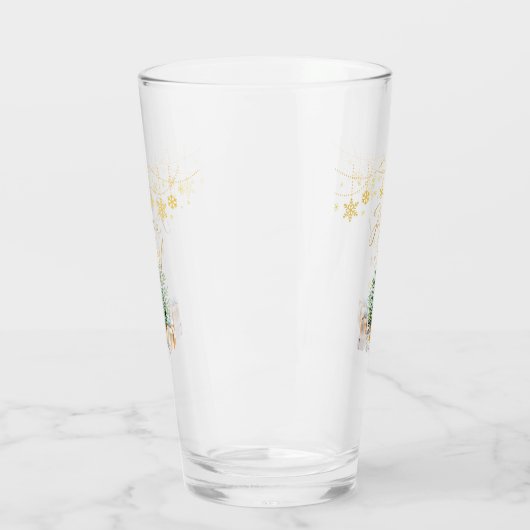 Joyeux Noel Kerstboom Gouden Sneeuwvlokken Glas (Links)