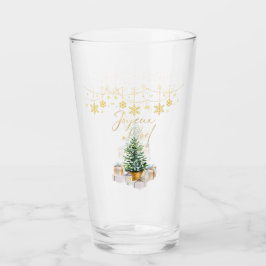 Joyeux Noel Kerstboom Gouden Sneeuwvlokken Glas