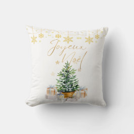 Joyeux Noel Kerstboom Gouden Sneeuwvlokken Kussen