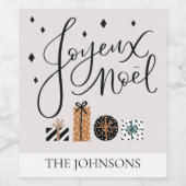 Joyeux Noel kerstfeestdag Gift Bottle Sticker (Enkel label)