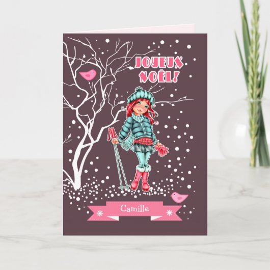 Joyeux Noël. kerstKaart in het Frans Feestdagen Kaart (Voorkant)