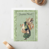 Joyeux Noel-kerstkaart Notitiekaartje (Voorkant / Achterkant in situ)