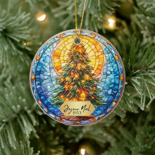 Joyeux Noel Kerstmis Keramisch Ornament (Boom)