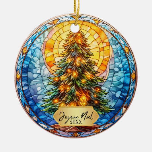 Joyeux Noel Kerstmis Keramisch Ornament (Voorkant)