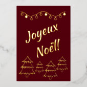 Joyeux Noel Kerstmis Rood Folie Feestdagenkaart (Voorkant)
