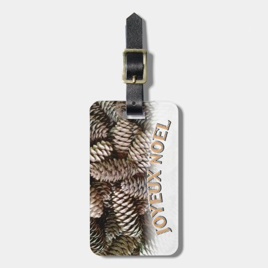 Joyeux Noel Kerstmis Vakantie Pine Cone Bagagelabel (Voorkant verticaal)