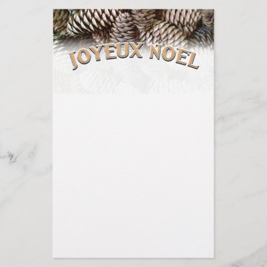 Joyeux Noel Kerstmis Vakantie Pine Cone Briefpapier (Voorkant)