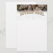 Joyeux Noel Kerstmis Vakantie Pine Cone Briefpapier (Voorkant / Achterkant)