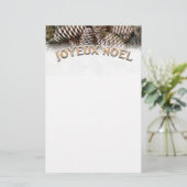 Joyeux Noel Kerstmis Vakantie Pine Cone Briefpapier (Staand voorkant)
