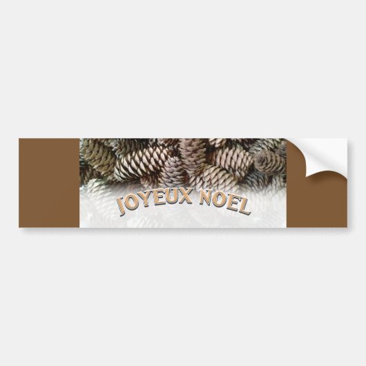 Joyeux Noel Kerstmis Vakantie Pine Cone Bumpersticker (Voorkant)