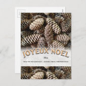 Joyeux Noel Kerstmis Vakantie Pine Cone Custom Feestdagenkaart (Voorkant / Achterkant)