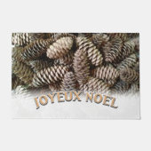 Joyeux Noel Kerstmis Vakantie Pine Cone Deurmat (Voorkant)