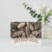 Joyeux Noel Kerstmis Vakantie Pine Cone Feestdagenkaart (Staand voorkant)