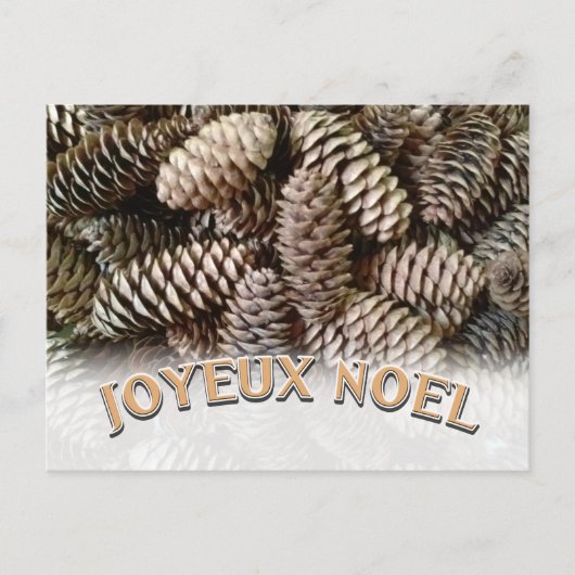 Joyeux Noel Kerstmis Vakantie Pine Cone Feestdagenkaart (Voorkant)