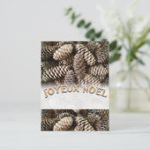 Joyeux Noel Kerstmis Vakantie Pine Cone Feestdagenkaart (Staand voorkant)