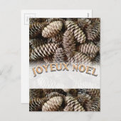 Joyeux Noel Kerstmis Vakantie Pine Cone Feestdagenkaart (Voorkant / Achterkant)