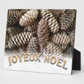 Joyeux Noel Kerstmis Vakantie Pine Cone Fotoplaat (Zijkant)