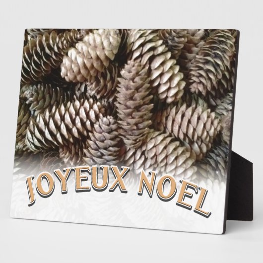 Joyeux Noel Kerstmis Vakantie Pine Cone Fotoplaat (Zijkant)