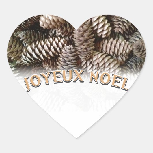 Joyeux Noel Kerstmis Vakantie Pine Cone Hart Sticker (Voorkant)