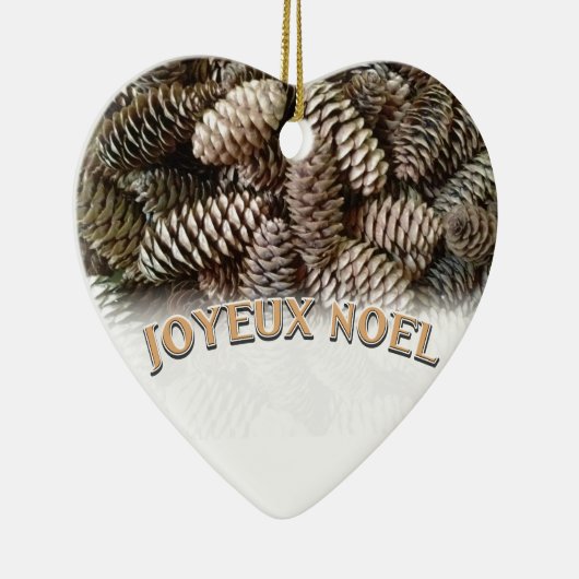 Joyeux Noel Kerstmis Vakantie Pine Cone Keramisch Ornament (Rechts)
