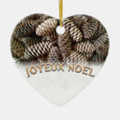 Joyeux Noel Kerstmis Vakantie Pine Cone Keramisch Ornament (Voorkant)