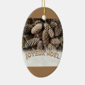 Joyeux Noel Kerstmis Vakantie Pine Cone Keramisch Ornament (Rechts)