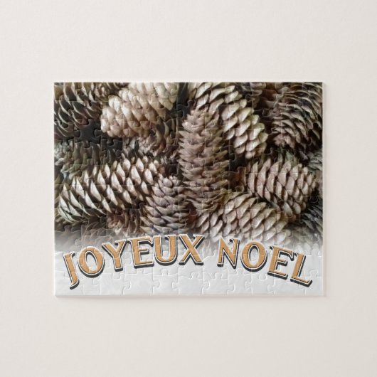 Joyeux Noel Kerstmis Vakantie Pine Cone Legpuzzel (Horizontaal)