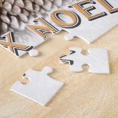 Joyeux Noel Kerstmis Vakantie Pine Cone Legpuzzel (Zijkant)