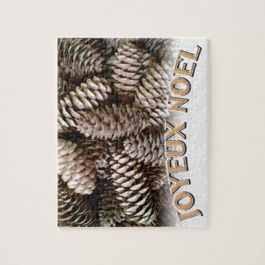 Joyeux Noel Kerstmis Vakantie Pine Cone Legpuzzel (Verticaal)