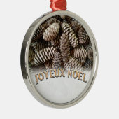 Joyeux Noel Kerstmis Vakantie Pine Cone Metalen Ornament (Rechts)