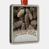 Joyeux Noel Kerstmis Vakantie Pine Cone Metalen Ornament (Rechts)