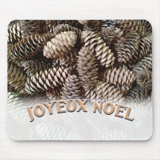 Joyeux Noel Kerstmis Vakantie Pine Cone Muismat (Voorkant)