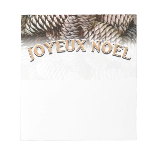 Joyeux Noel Kerstmis Vakantie Pine Cone Notitieblok (Voorkant)