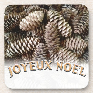 Joyeux Noel Kerstmis Vakantie Pine Cone Onderzetter