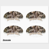 Joyeux Noel Kerstmis Vakantie Pine Cone Ovale Sticker (Vel)