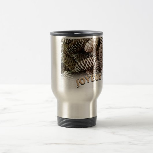 Joyeux Noel Kerstmis Vakantie Pine Cone Reisbeker (Center)