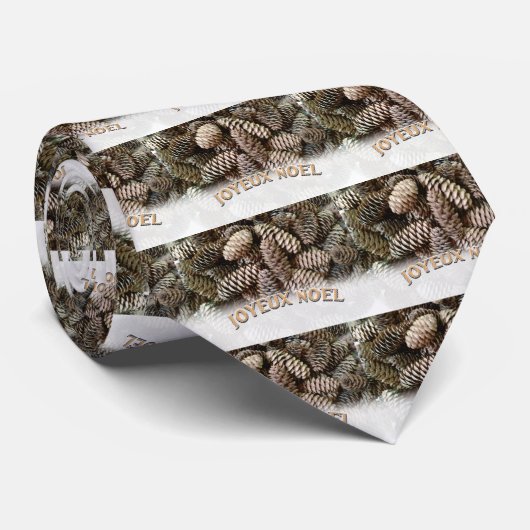 Joyeux Noel Kerstmis Vakantie Pine Cone Stropdas (Opgerold)