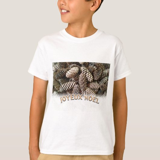 Joyeux Noel Kerstmis Vakantie Pine Cone T-shirt (Voorkant)