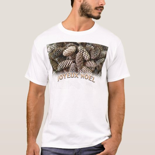 Joyeux Noel Kerstmis Vakantie Pine Cone T-shirt (Voorkant)