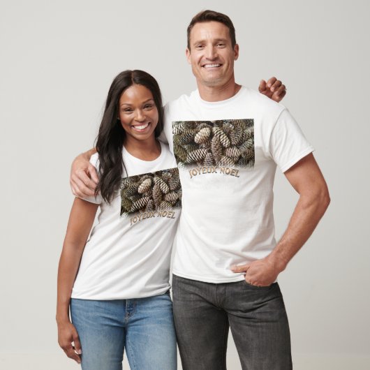 Joyeux Noel Kerstmis Vakantie Pine Cone T-shirt (Unisex)