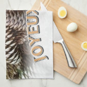 Joyeux Noel Kerstmis Vakantie Pine Cone Theedoek (Quarter Fold)