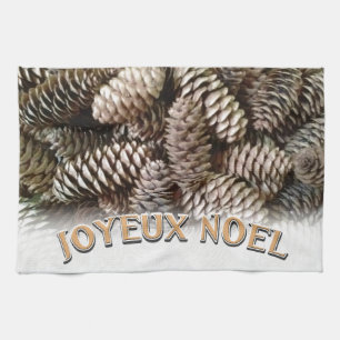 Joyeux Noel Kerstmis Vakantie Pine Cone Theedoek