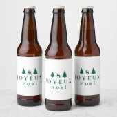 Joyeux Noel kerstontwerp met sneeuwvlokken Bier Etiket (Flessen)
