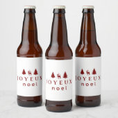Joyeux Noel kerstontwerp met sneeuwvlokken Bier Etiket (Flessen)
