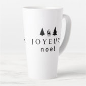 Joyeux Noel kerstontwerp met sneeuwvlokken Latte Mok (Rechterhoek)