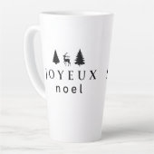 Joyeux Noel kerstontwerp met sneeuwvlokken Latte Mok (Linkerhoek)
