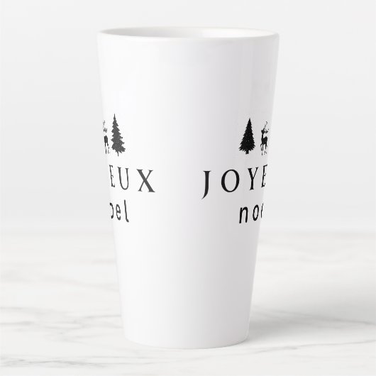 Joyeux Noel kerstontwerp met sneeuwvlokken Latte Mok (Voorkant)