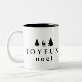 Joyeux Noel kerstontwerp met sneeuwvlokken Tweekleurige Koffiemok