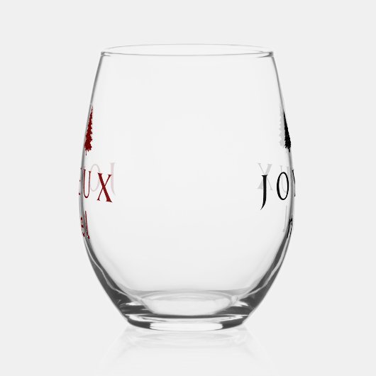 Joyeux Noel kerstontwerp met sneeuwvlokken Wijnglas Zonder Voet (Rechts)